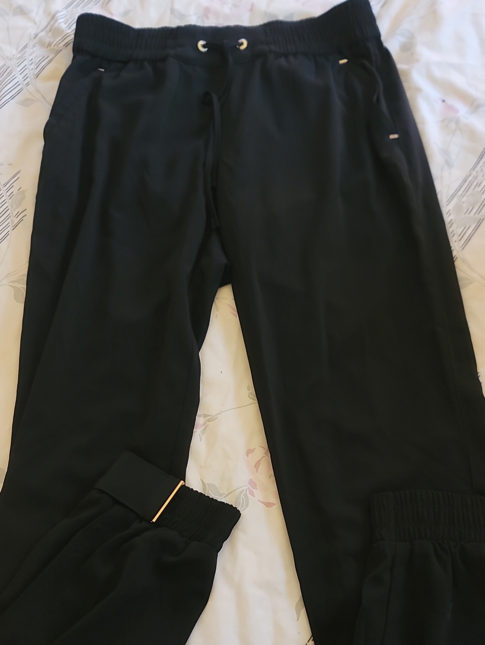 Dynamite Black Drawstring Joggers with Elastic Cuffs